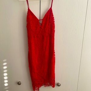Red lace dress
